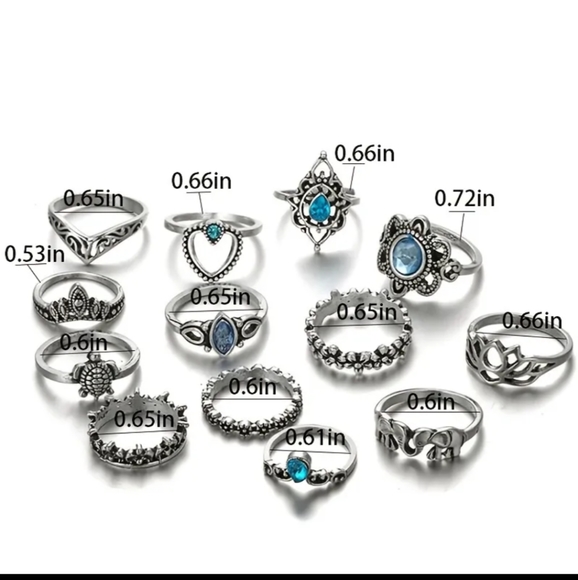 13 silvery assorted rings - Picture 2 of 2